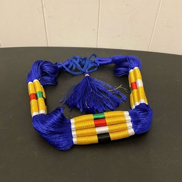 Vintage Handmade Middle Eastern Blue Gold Ethnic Head Wrap Hat - Picture 1 of 6